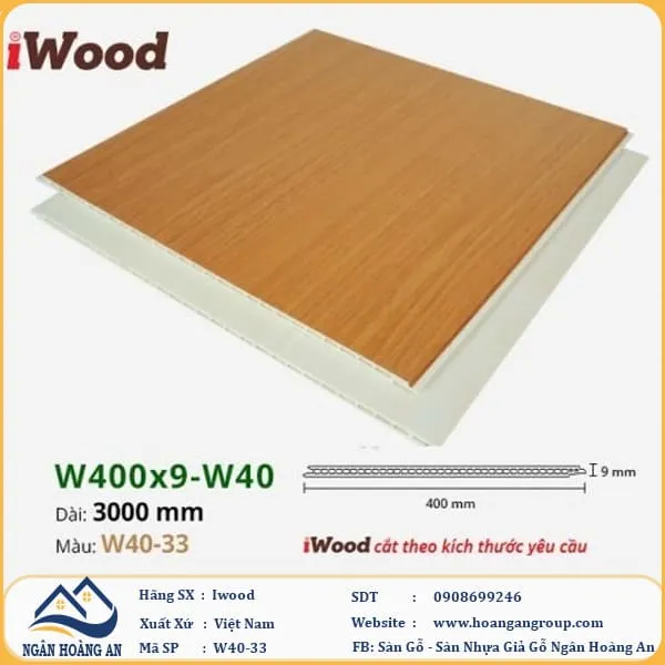 Tấm Nhựa Ốp Tường Ốp Trần Nano Giả Gỗ Iwood W40-33